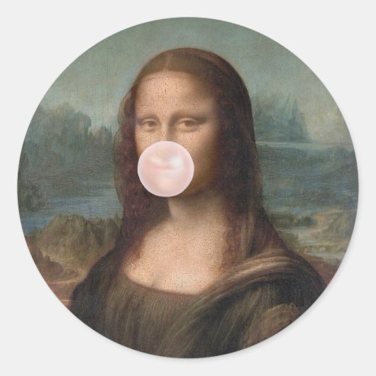 Mona Lisa Bgloeiroze Bubble gom Ronde Sticker (Voorkant)