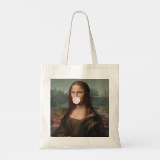 Mona Lisa Bgloeiroze Bubble gom Tote Bag (Achterkant)