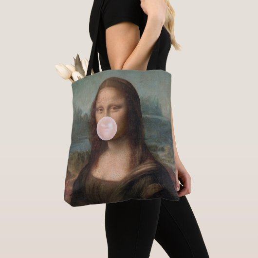 Mona Lisa Bgloeiroze Bubble gom Tote Bag (Dichtbij)