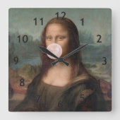 Mona Lisa Bgloeiroze Bubble gom Vierkante Klok (Voorkant)