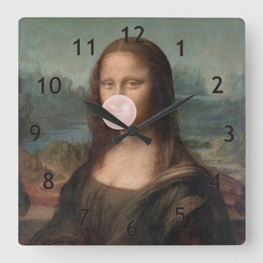 Mona Lisa Bgloeiroze Bubble gom Vierkante Klok (Voorkant)