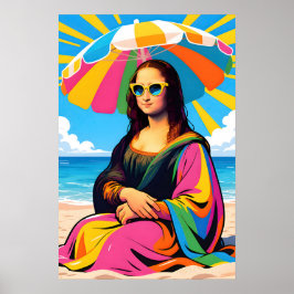 Mona Lisa bij het strand Pop Art Poster