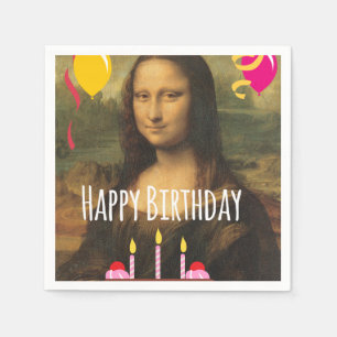 Mona Lisa Birthday met Cake en ballonnen Servetten