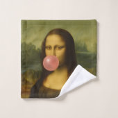 Mona Lisa blaast roze bubbelkauwgom Bad Handdoek (Wasdoekje)