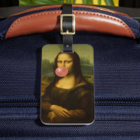 Mona Lisa blaast roze bubbelkauwgom