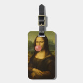 Mona Lisa blaast roze bubbelkauwgom Bagagelabel (Voorkant verticaal)