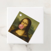 Mona Lisa blaast roze bubbelkauwgom Bedankjes Labels (In situ)