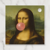 Mona Lisa blaast roze bubbelkauwgom Bedankjes Labels (Achterkant)