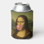 Mona Lisa blaast roze bubbelkauwgom Blikjeskoeler (Blikje Achterkant)
