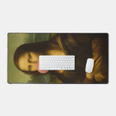 Mona Lisa blaast roze bubbelkauwgom Bureaumat (Keyboard & Muis)