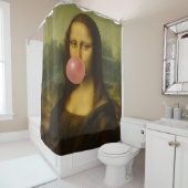Mona Lisa blaast roze bubbelkauwgom Douchegordijn (In situ)