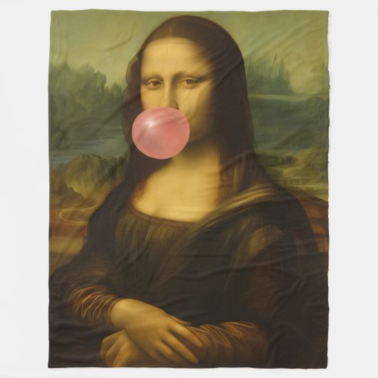 Mona Lisa blaast roze bubbelkauwgom Fleece Deken (Voorkant)