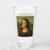 Mona Lisa blaast roze bubbelkauwgom Glas (Achterkant)