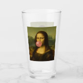 Mona Lisa blaast roze bubbelkauwgom Glas (Voorkant)