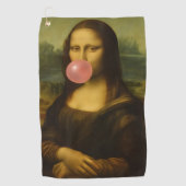 Mona Lisa blaast roze bubbelkauwgom Golfhanddoek (Voorkant)