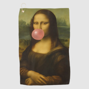 Mona Lisa blaast roze bubbelkauwgom Golfhanddoek