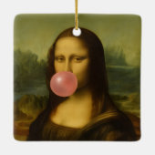 Mona Lisa blaast roze bubbelkauwgom Keramisch Ornament (Achterkant)
