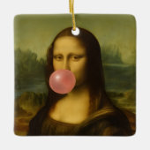 Mona Lisa blaast roze bubbelkauwgom Keramisch Ornament (Voorkant)