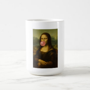 Mona Lisa blaast roze bubbelkauwgom Koffiemok