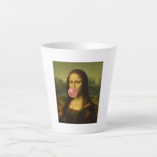 Mona Lisa blaast roze bubbelkauwgom Latte Mok (Voorkant)