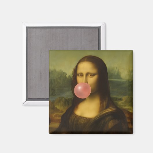 Mona Lisa blaast roze bubbelkauwgom Magneet (Voorkant / Achterkant)