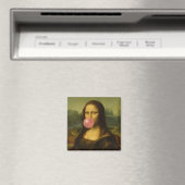 Mona Lisa blaast roze bubbelkauwgom Magneet (Insitu (Vaatwasser))