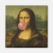 Mona Lisa blaast roze bubbelkauwgom Magneet (Voorkant)