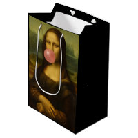 Mona Lisa blaast roze bubbelkauwgom