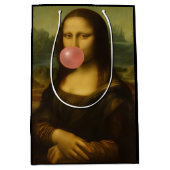 Mona Lisa blaast roze bubbelkauwgom Medium Cadeauzakje (Voorkant)