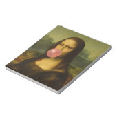Mona Lisa blaast roze bubbelkauwgom Notitieblok (Linkerzijde)