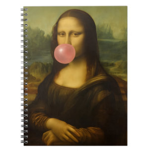 Mona Lisa blaast roze bubbelkauwgom Notitieboek