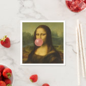 Mona Lisa blaast roze bubbelkauwgom Servet (Insitu)