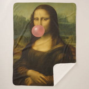 Mona Lisa blaast roze bubbelkauwgom Sherpa Deken