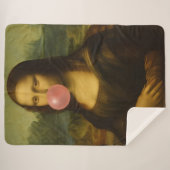 Mona Lisa blaast roze bubbelkauwgom Sherpa Deken (Voorkant (horizontaal))