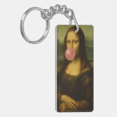 Mona Lisa blaast roze bubbelkauwgom Sleutelhanger (Voorkant Links)