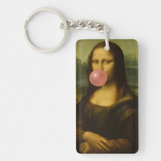 Mona Lisa blaast roze bubbelkauwgom Sleutelhanger