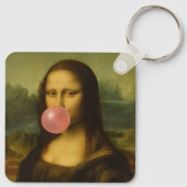 Mona Lisa blaast roze bubbelkauwgom Sleutelhanger (Achterkant)