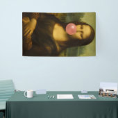 Mona Lisa blaast roze bubbelkauwgom Spandoek (Beurs)