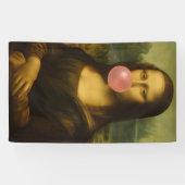 Mona Lisa blaast roze bubbelkauwgom Spandoek (Horizontaal)