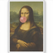 Mona Lisa blaast roze bubbelkauwgom Sticker (Voorkant)