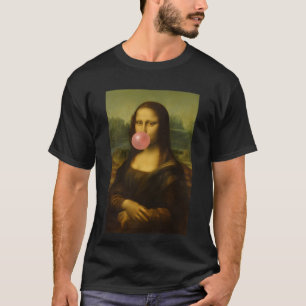 Mona Lisa blaast roze bubbelkauwgom T-shirt