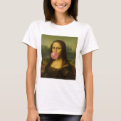 Mona Lisa blaast roze bubbelkauwgom T-shirt (Voorkant)