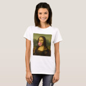 Mona Lisa blaast roze bubbelkauwgom T-shirt (Voorkant volledig)