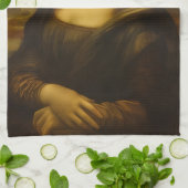 Mona Lisa blaast roze bubbelkauwgom Theedoek (Gevouwen)