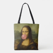 Mona Lisa blaast roze bubbelkauwgom Tote Bag (Achterkant)