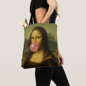Mona Lisa blaast roze bubbelkauwgom Tote Bag (Dichtbij)