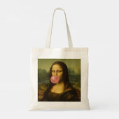 Mona Lisa blaast roze bubbelkauwgom Tote Bag (Achterkant)