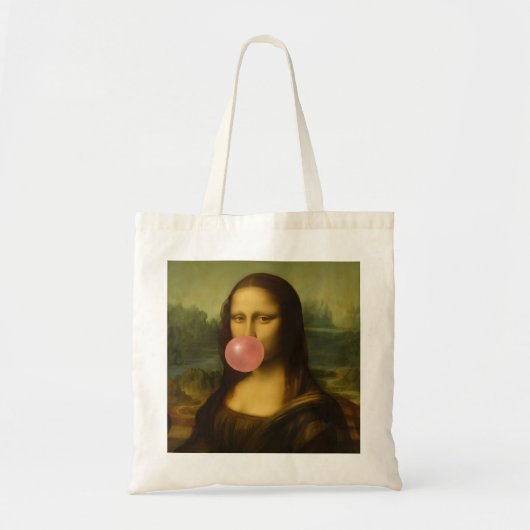 Mona Lisa blaast roze bubbelkauwgom Tote Bag (Voorkant)