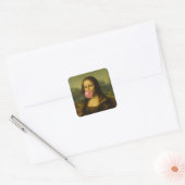 Mona Lisa blaast roze bubbelkauwgom Vierkante Sticker (Envelop)