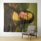 Mona Lisa blaast roze bubbelkauwgom Wandkleed (In Situ (horizontaal))